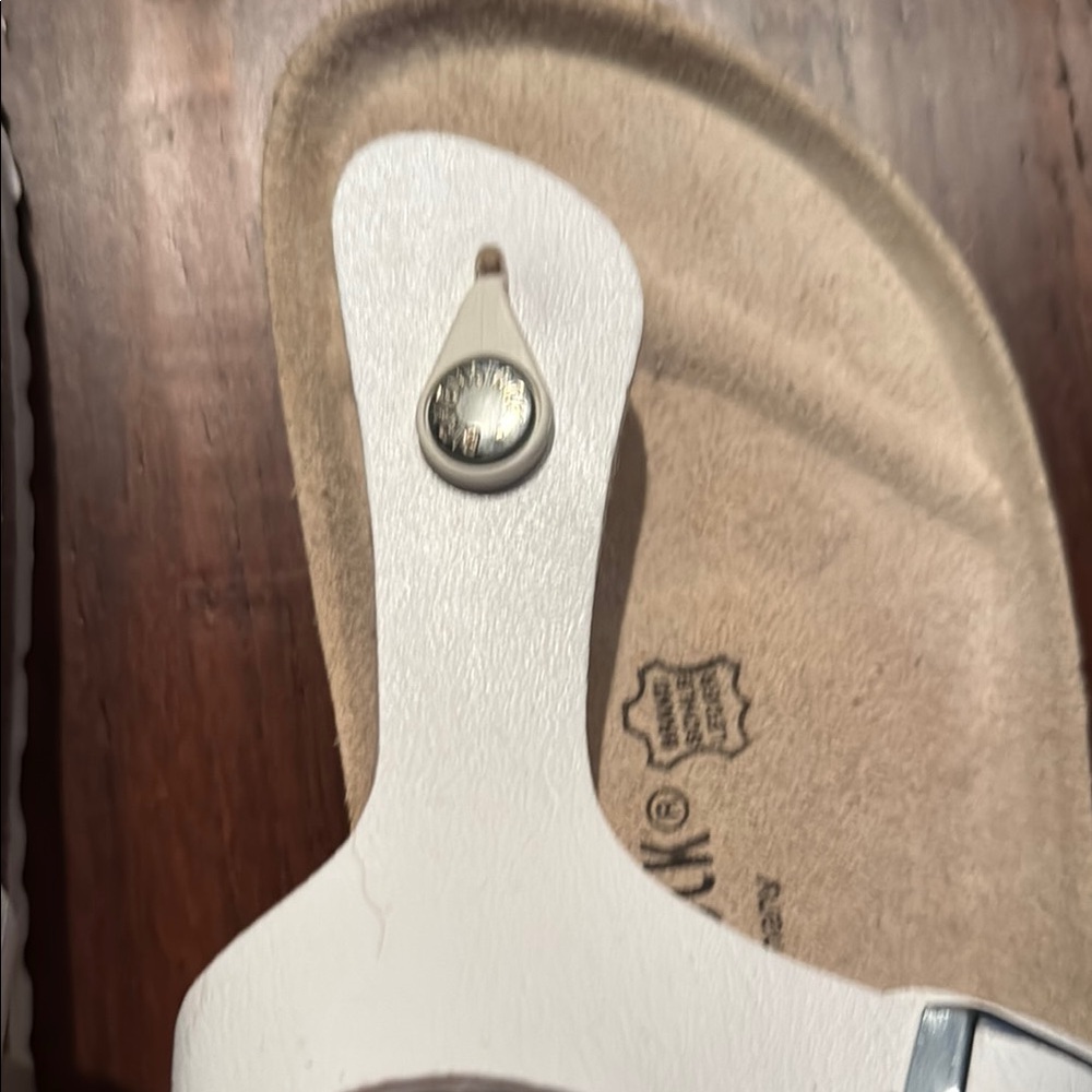 Birkenstock White Sandals Two-Strap Cork Footbed - Picture 5 of 6